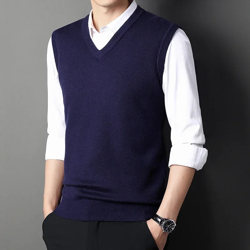 Men V-neck Knitted Vest