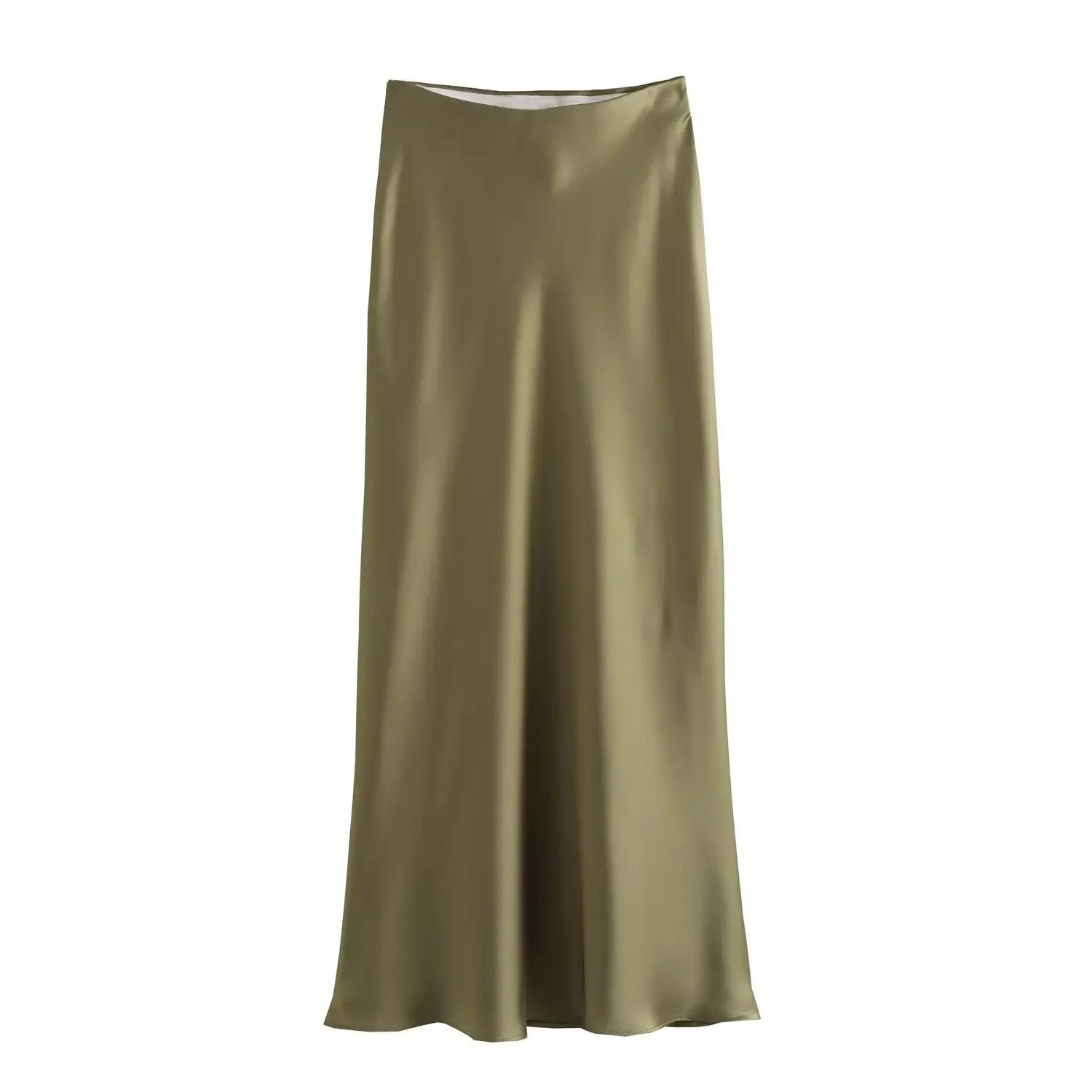 Woman Satin High Waist Long Skirts
