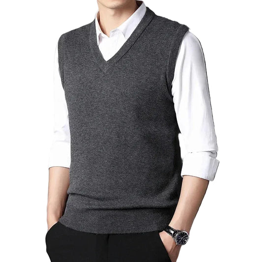 Men V-neck Knitted Vest